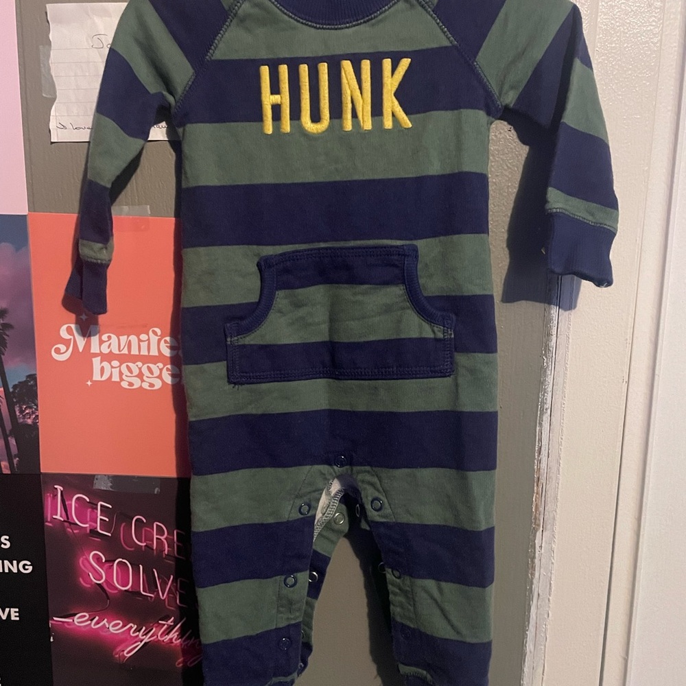 Carter's Navy and Olive Striped Footie